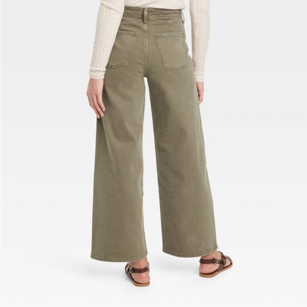 Women's High-Rise Sailor Wide Leg Ankle Jeans Universal Thread Olive Green new - Picture 1 of 7